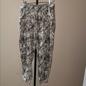 Anthropologie Marrakech Cupro Utility Cargo Jogger Pants Leaf Green Cream 28